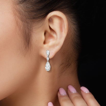 Solitaire Diamond Drop Earrings for Women