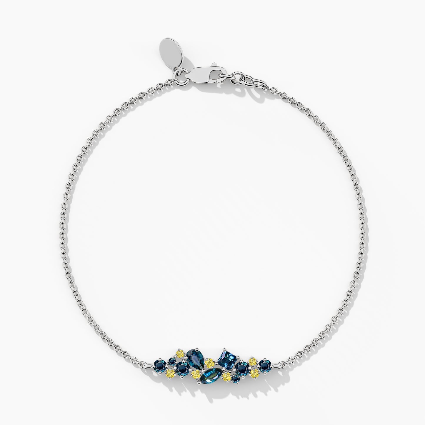 Yellow and Blue Diamond Silver Bracelet