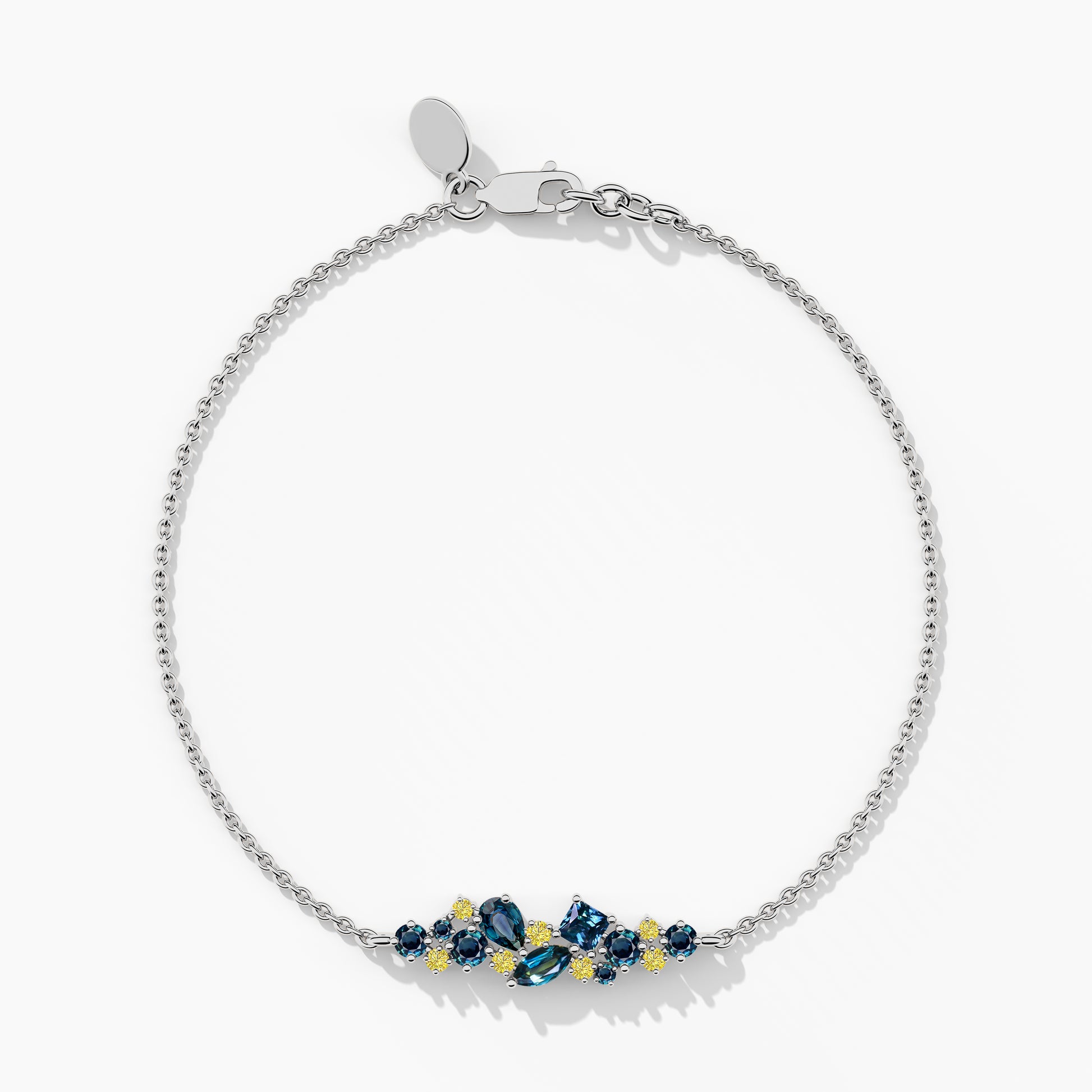 Yellow and Blue Diamond Silver Bracelet