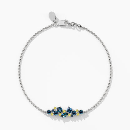 Yellow and Blue Diamond Silver Bracelet