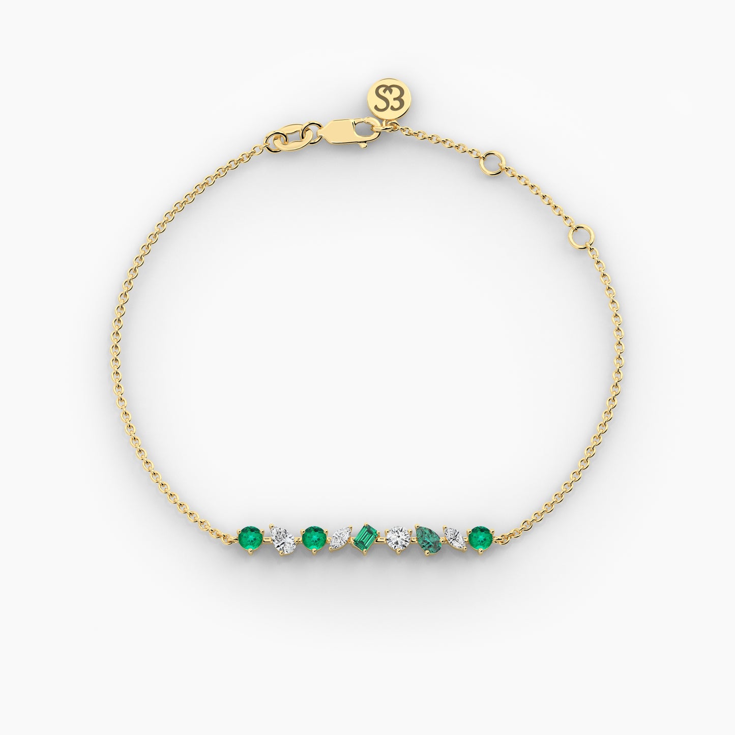 green diamond bar bracelet