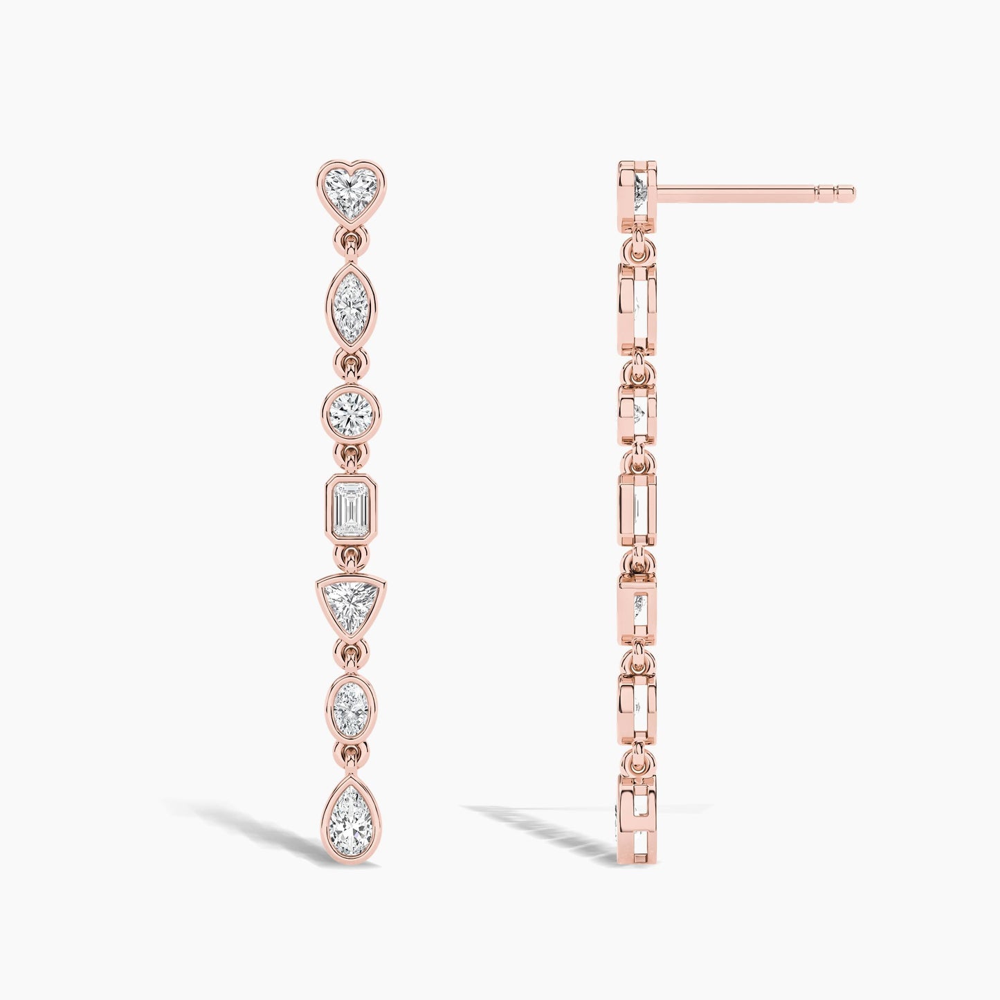 Silver Diamond Bezel Dangle Earrings