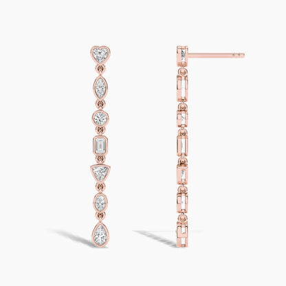 Silver Diamond Bezel Dangle Earrings