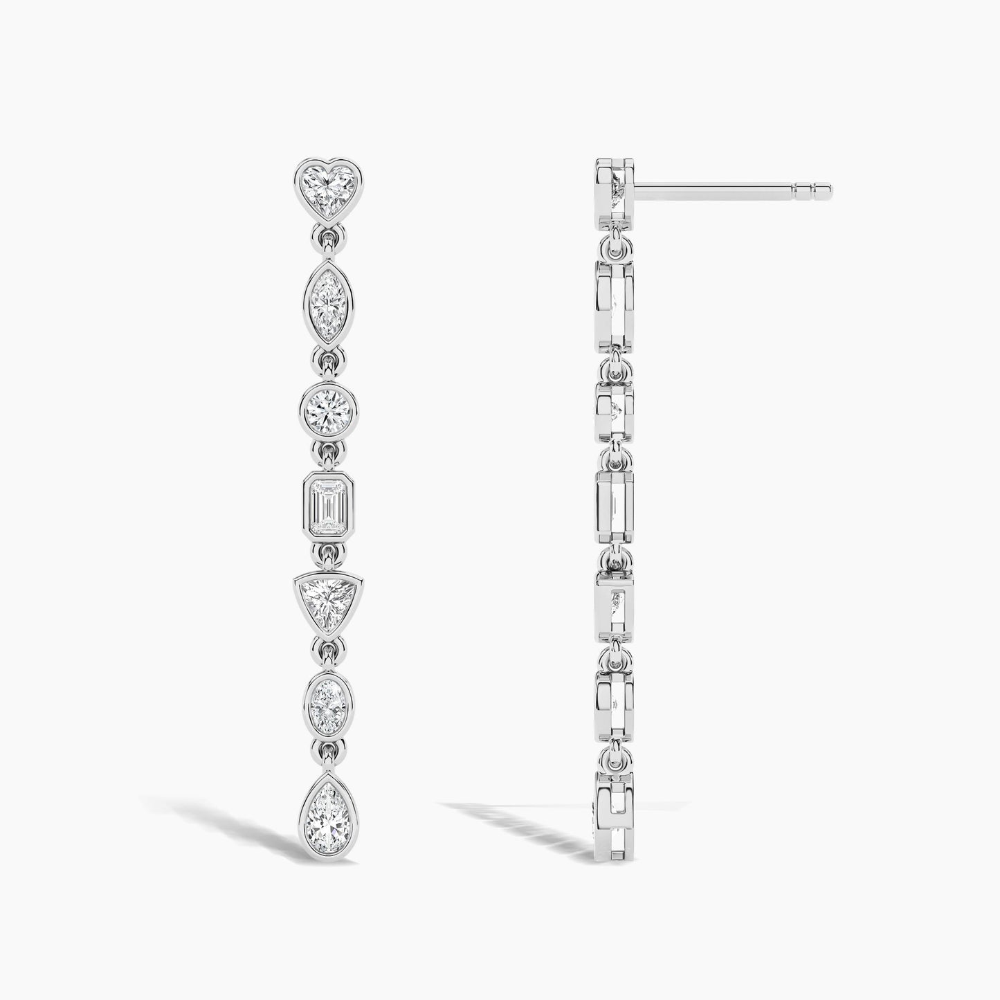 Pair of diamond earrings on a white background