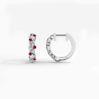 Pink diamond hoops