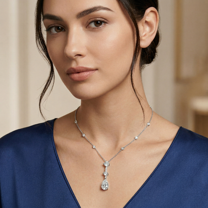 Beutiful White Diamond Necklace Sterling Silver