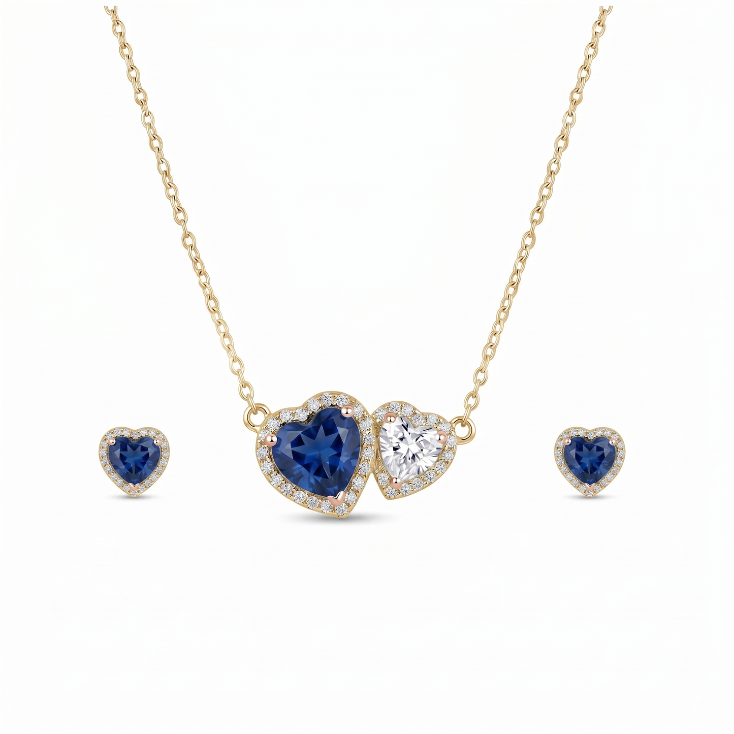 925 Sterling Silver Blue Heart Necklace