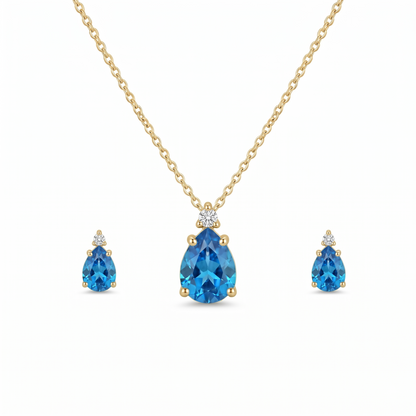 Sterling Silver Blue Diamond Pendant