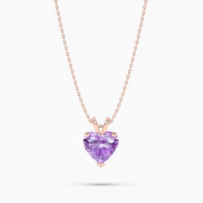 purple necklace for women​ rose gold plated