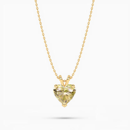 yellow gold plated heart solitaire necklace
