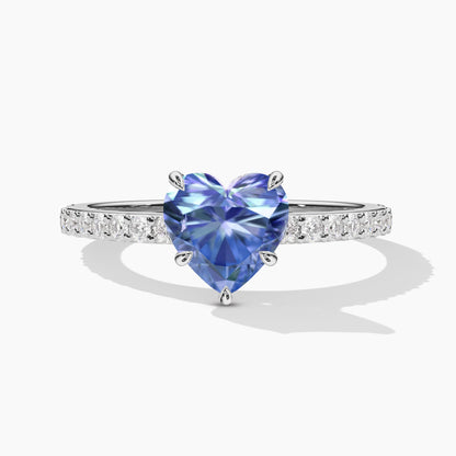 blue heart diamond ring