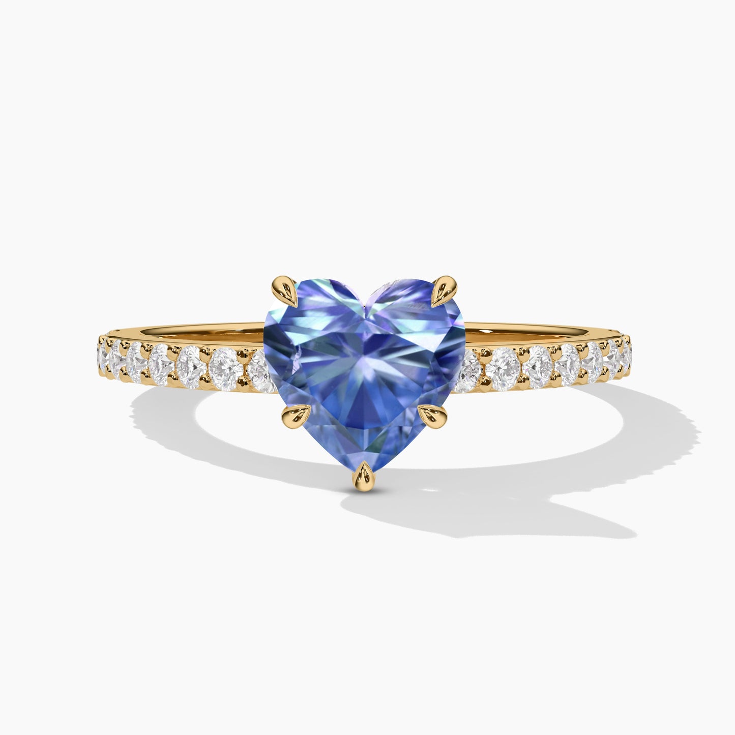yellow gold plated blue heart ring