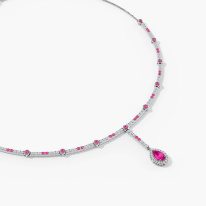pink diamond nesklace set