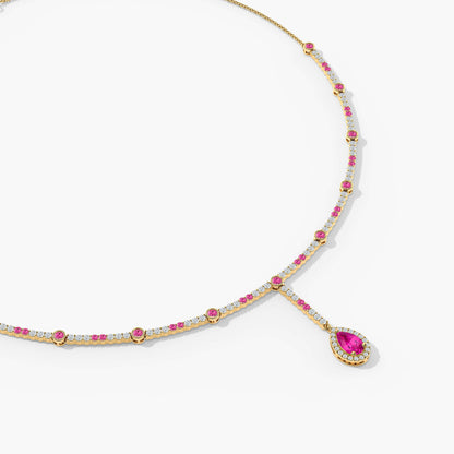 pink diamond nesklace set