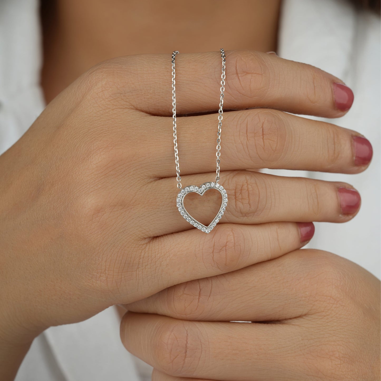 Heart Shaped Necklace Sterling Silver