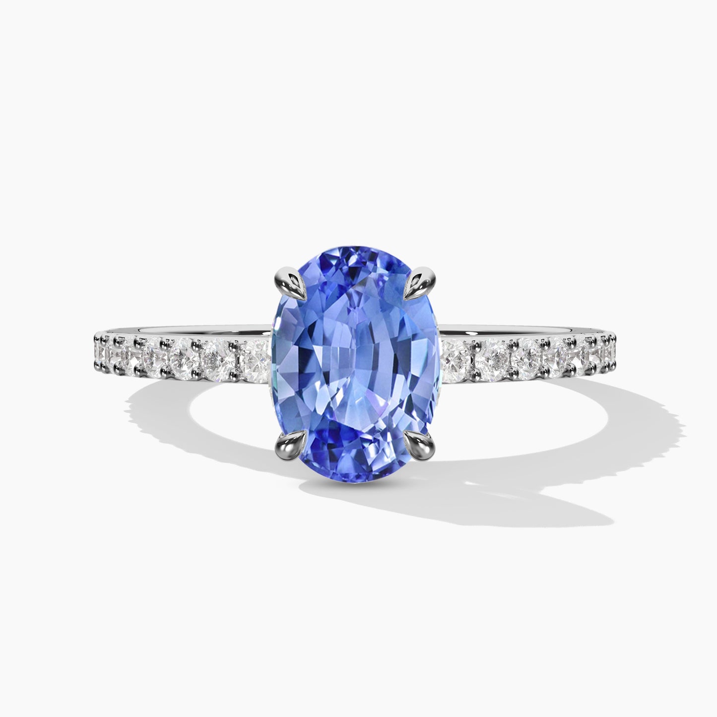 oval diamond ring in blue stone