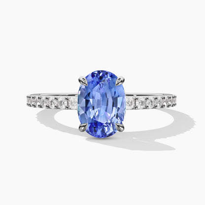 oval diamond ring in blue stone