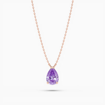rose gold plated pear diamond necklace