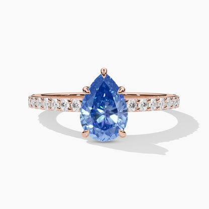 rose gold plated pear diamond ring