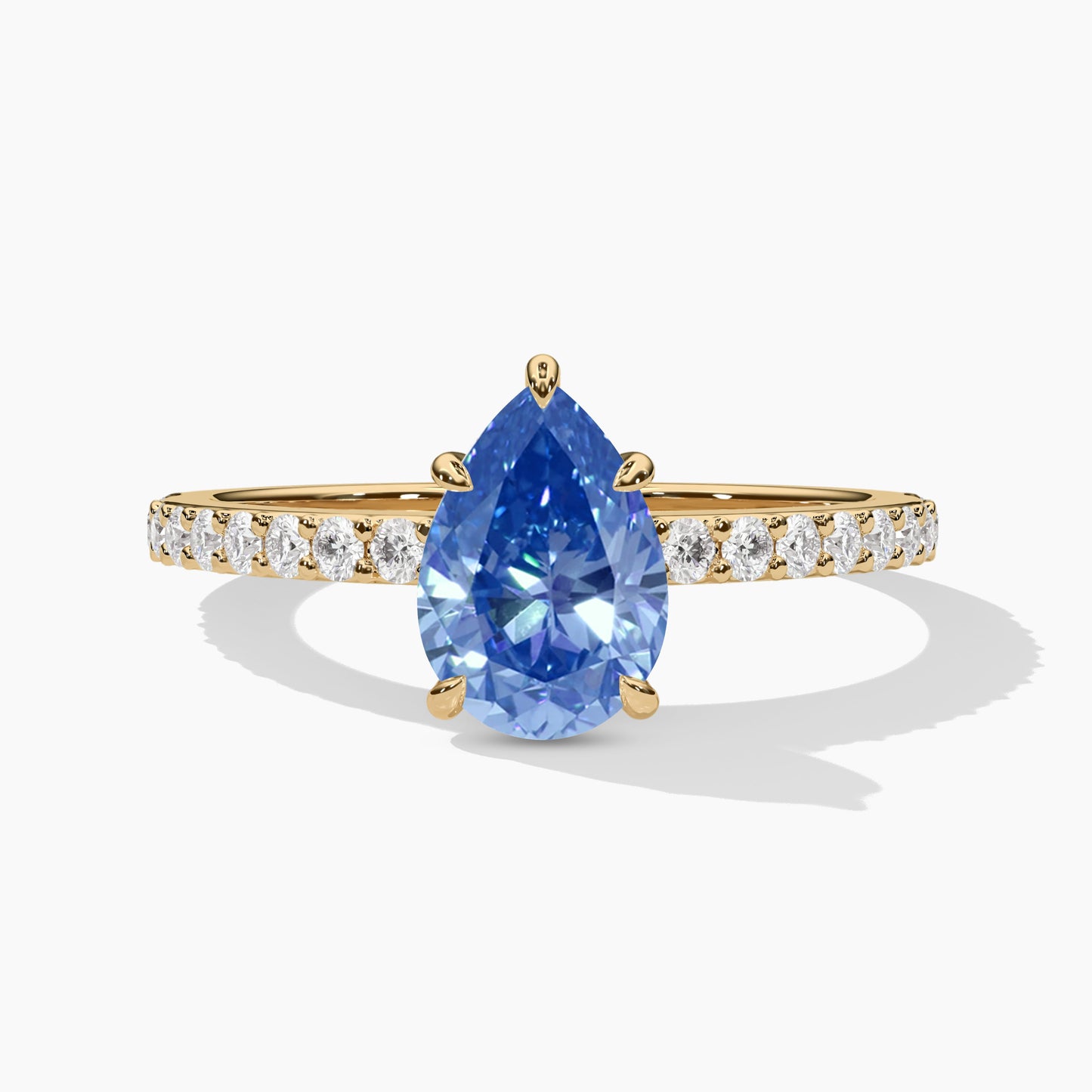 blue diamond pear stone ring