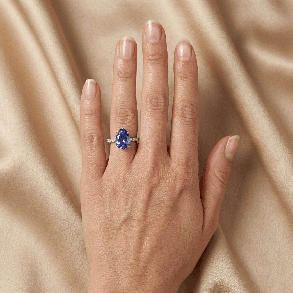 blue diamond pear engagement ring models