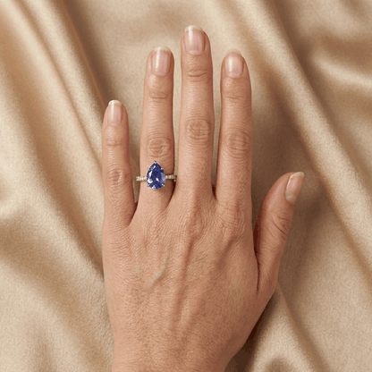 blue diamond pear engagement ring models