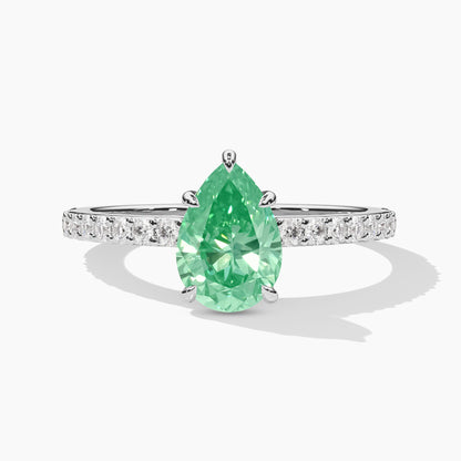 green pear diamond solitaire ring