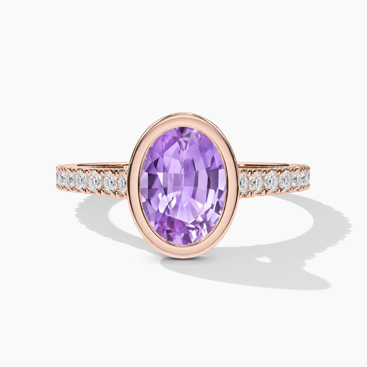 Purple diamond ring rose gold
