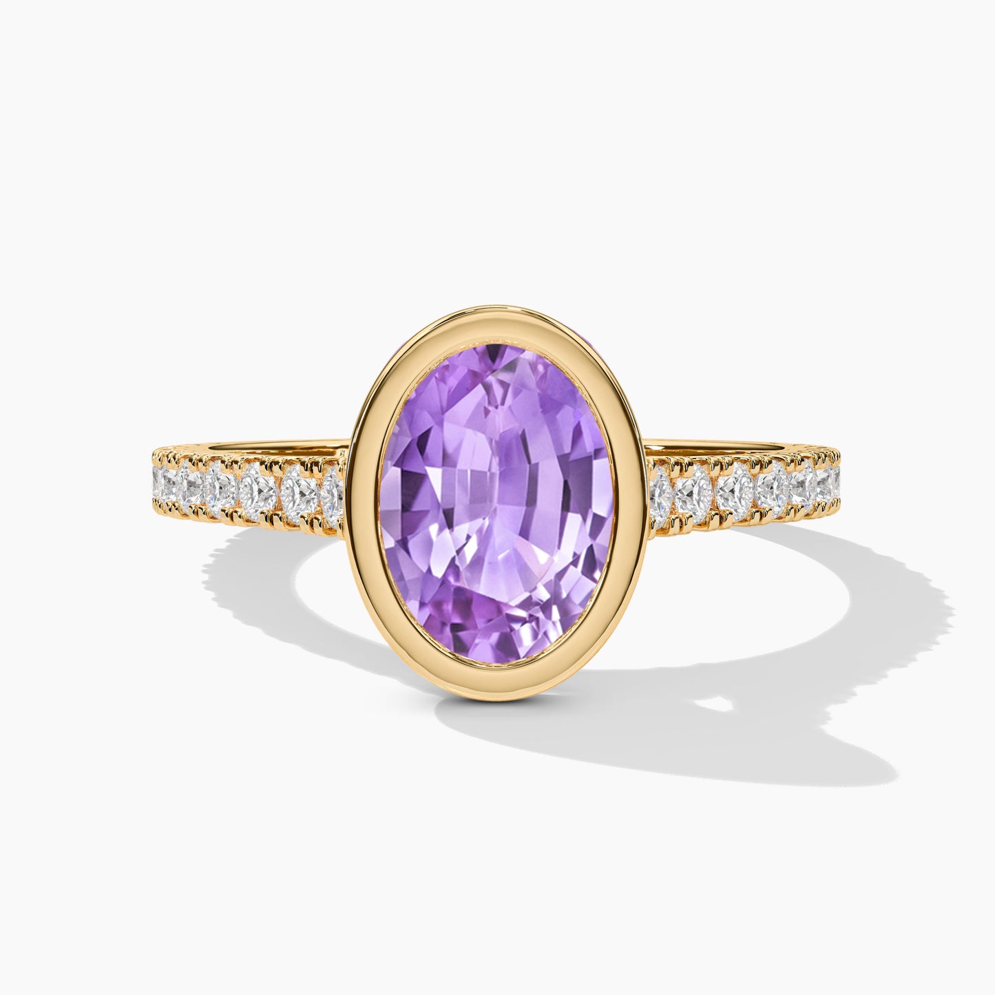 Purple diamond ring yellow gold plated