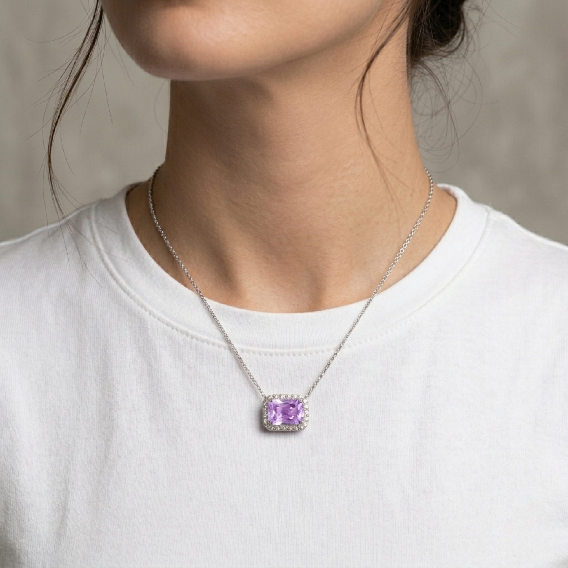 Purple diamond pendant