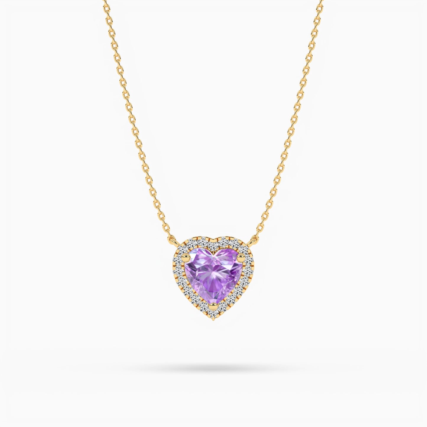 purple diamond halo pendant