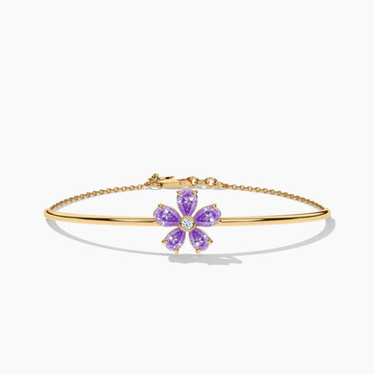 Purple diamond flower bracelet