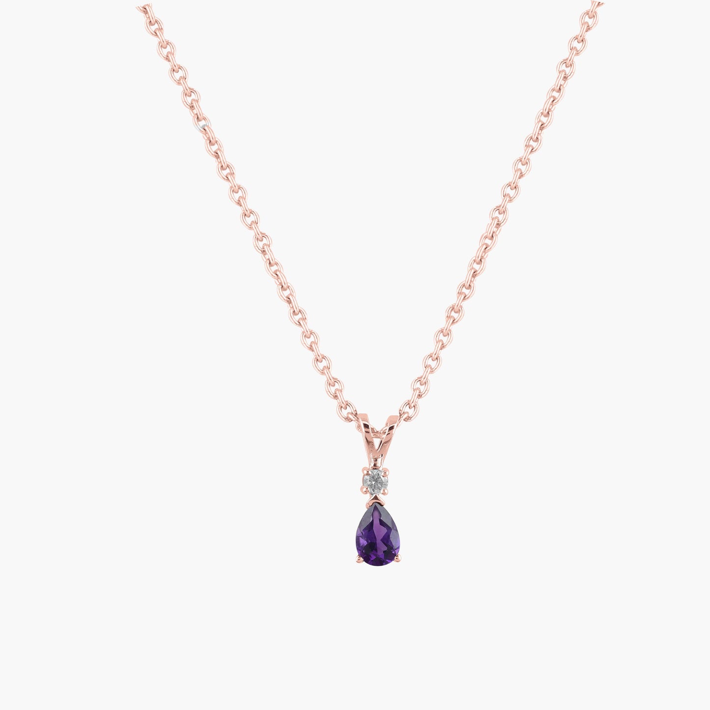 purple pendant necklace rose gold