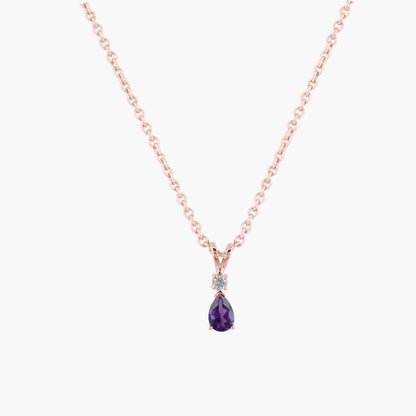 purple pendant necklace rose gold