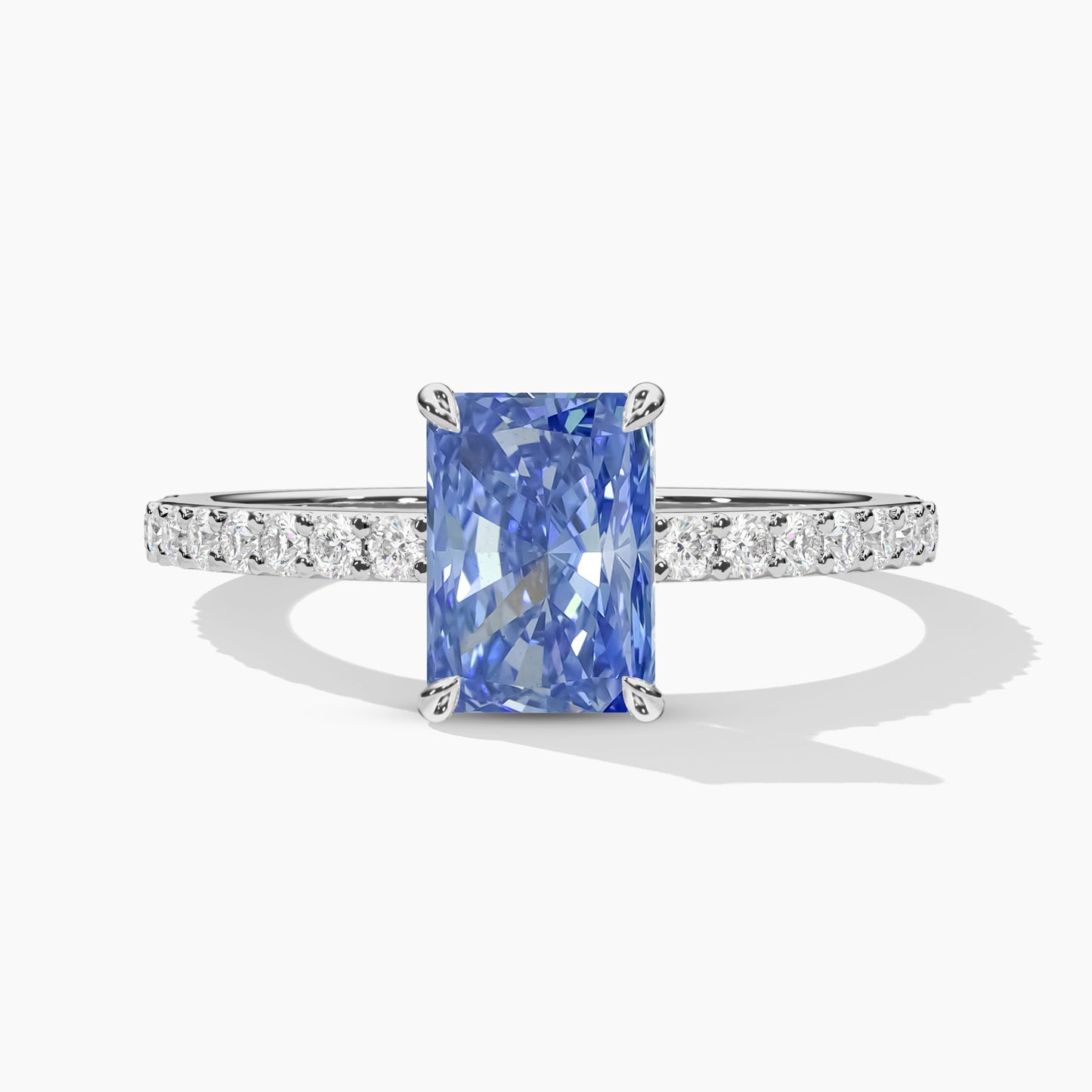 Radiant diamond blue ring