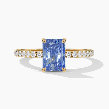 Radiant diamond yellow plated ring