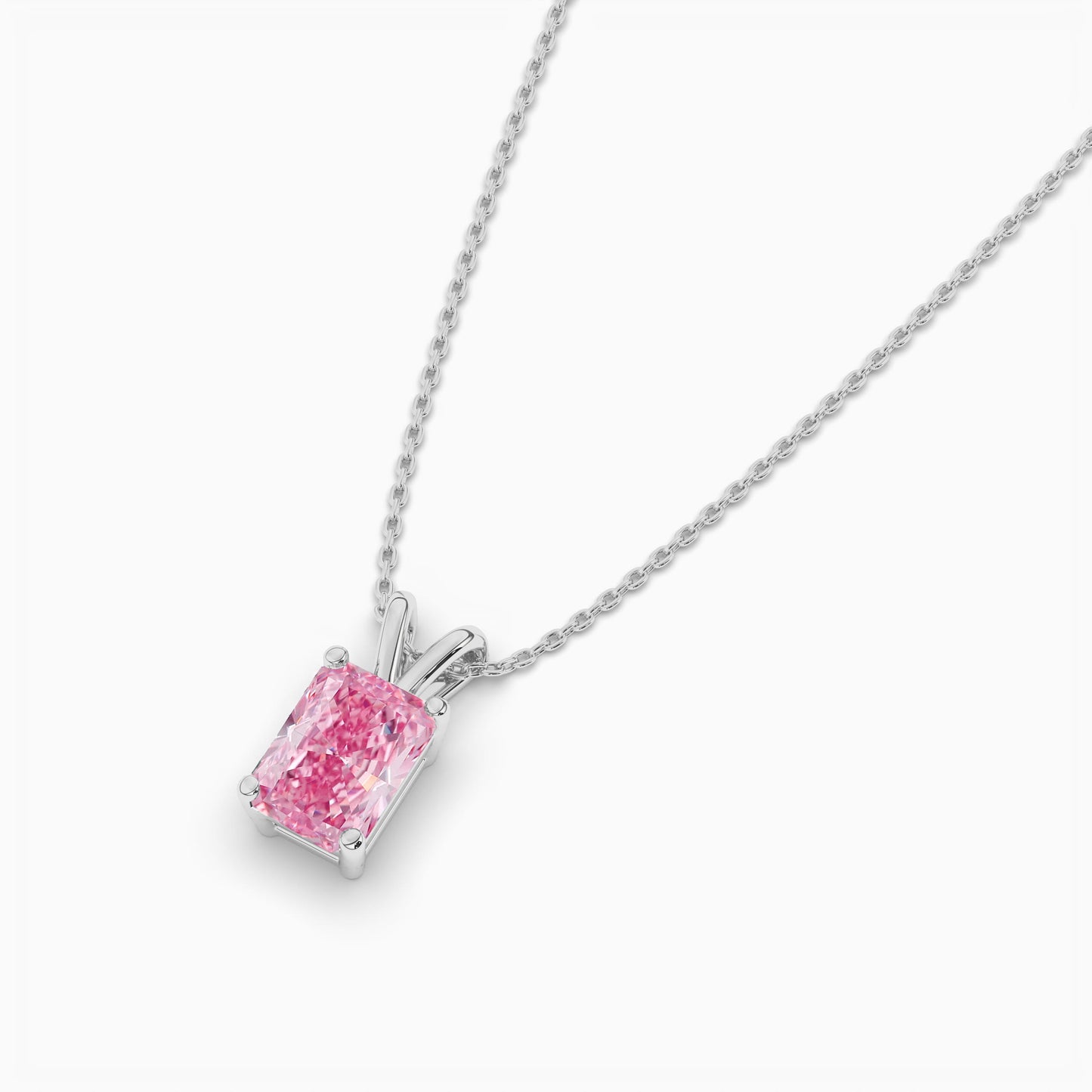 Radiant diamond silver pendant necklace​