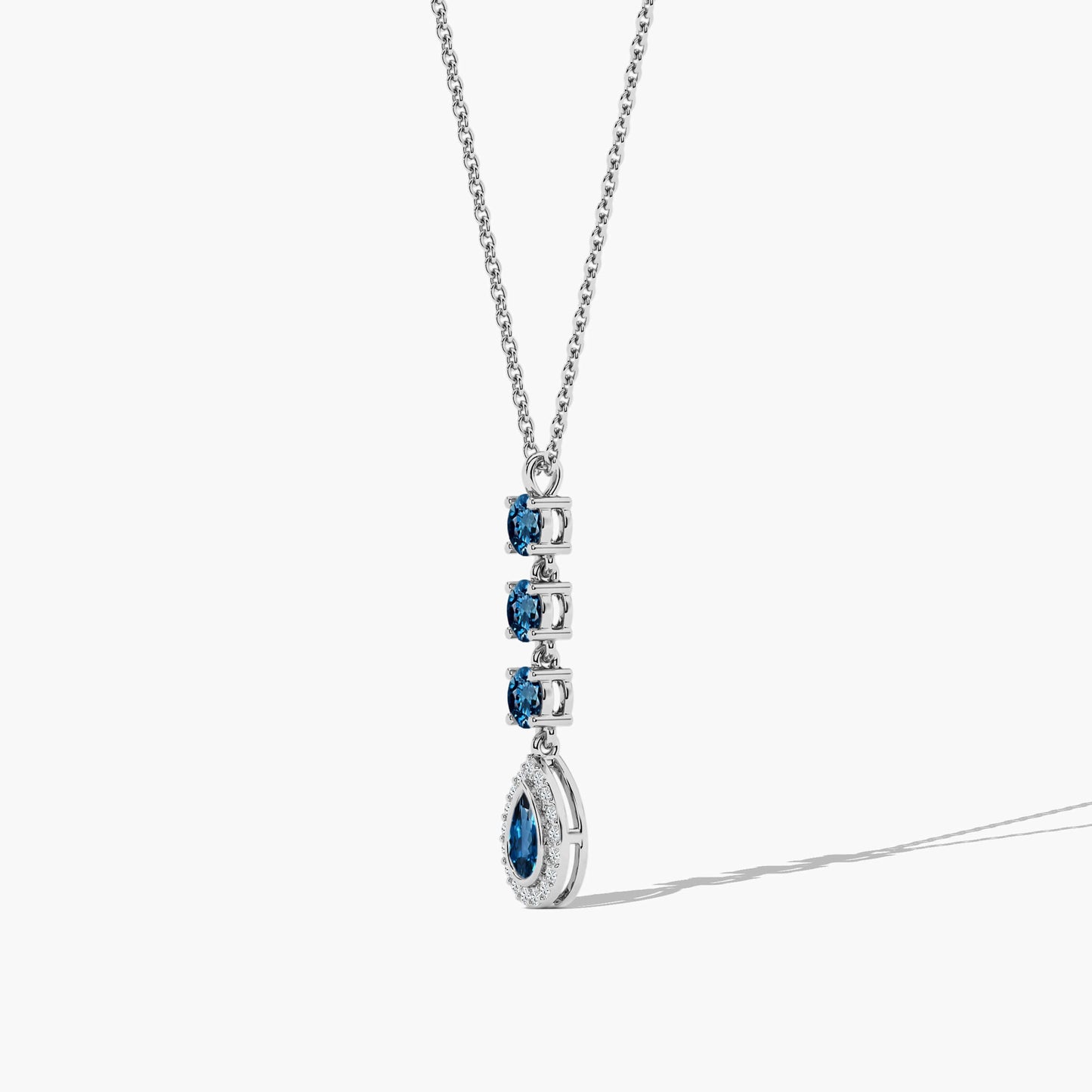 Blue diamond pear necklace