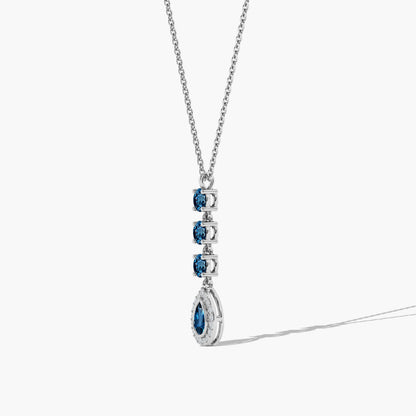 Blue diamond pear necklace