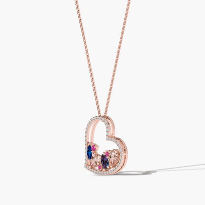 Heart-shaped multi-color necklace