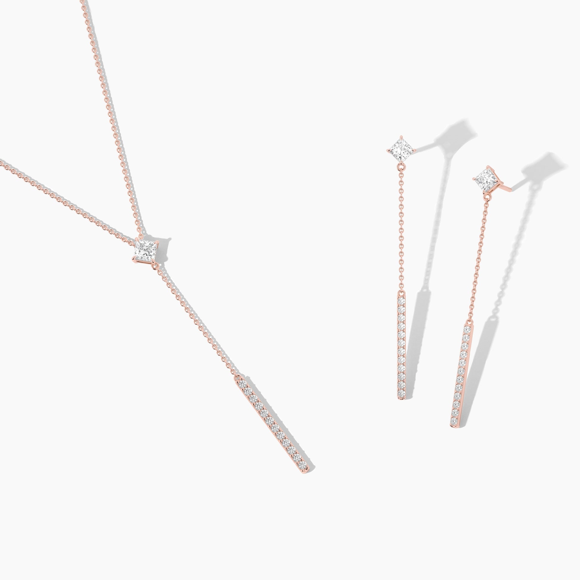 rose gold plated lariat necklace