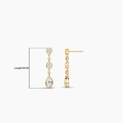 diamond dangle earrings yellow gold​