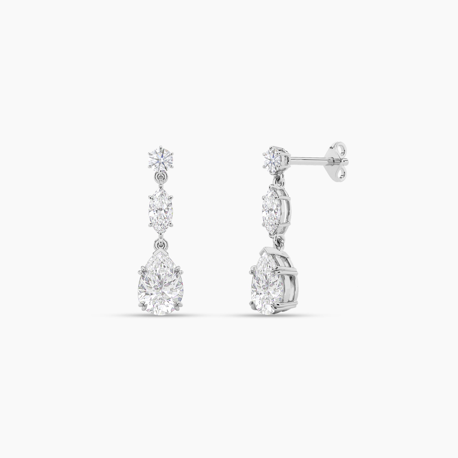 silver diamond earrings​