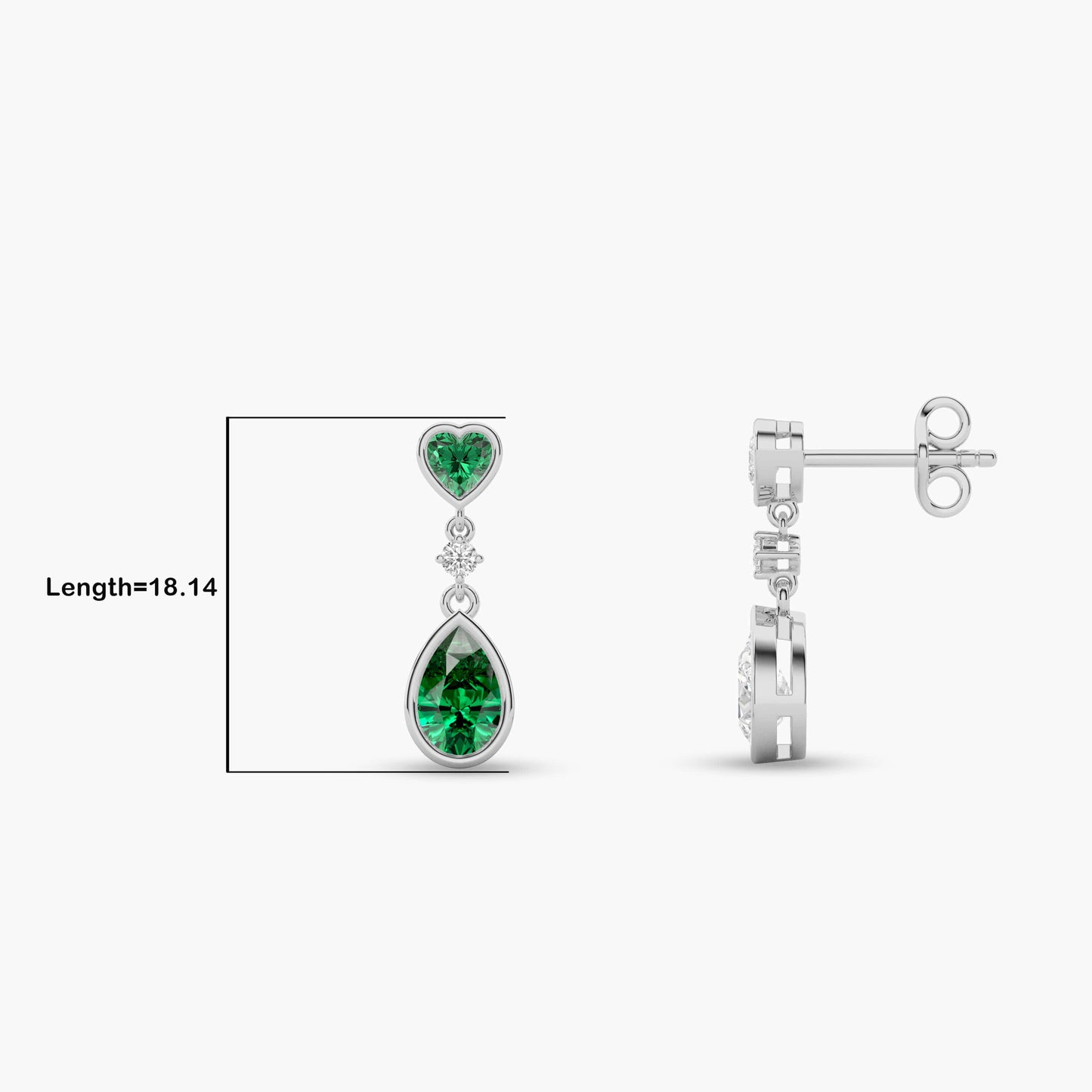 Green Diamond Silver Drop Earrings