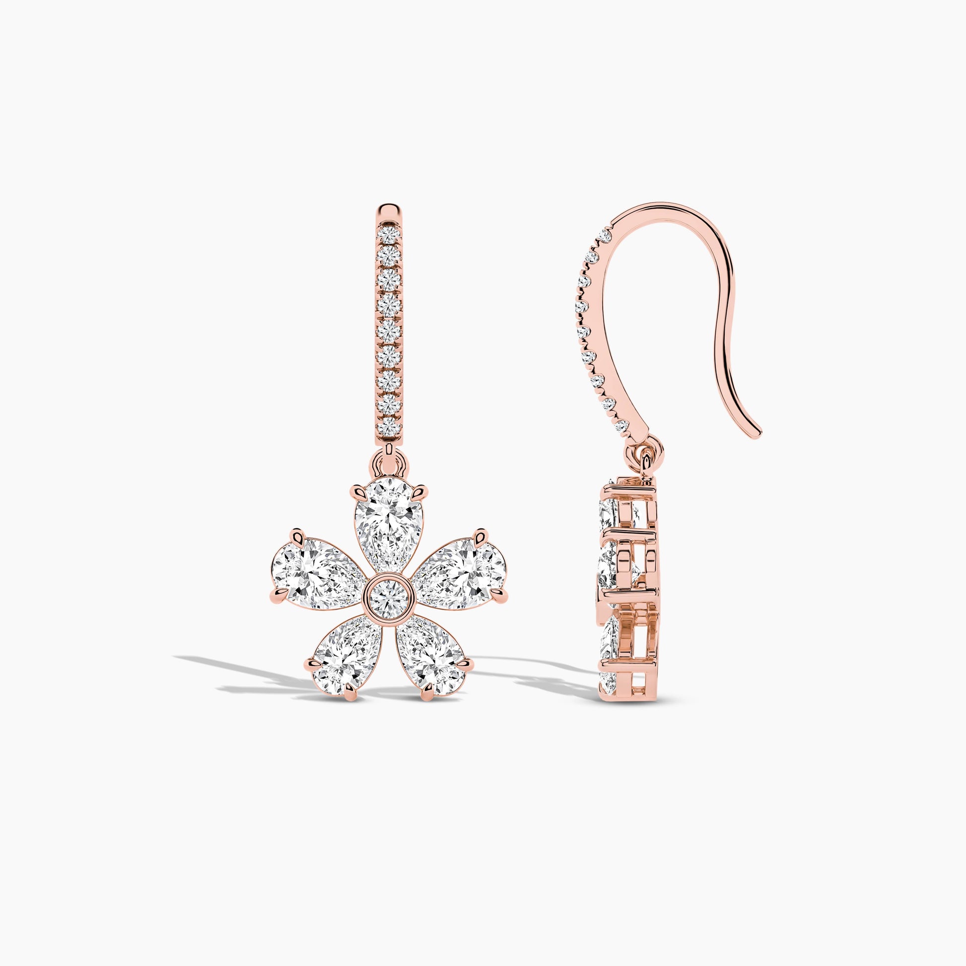 Silver drop earrings for her rose gold