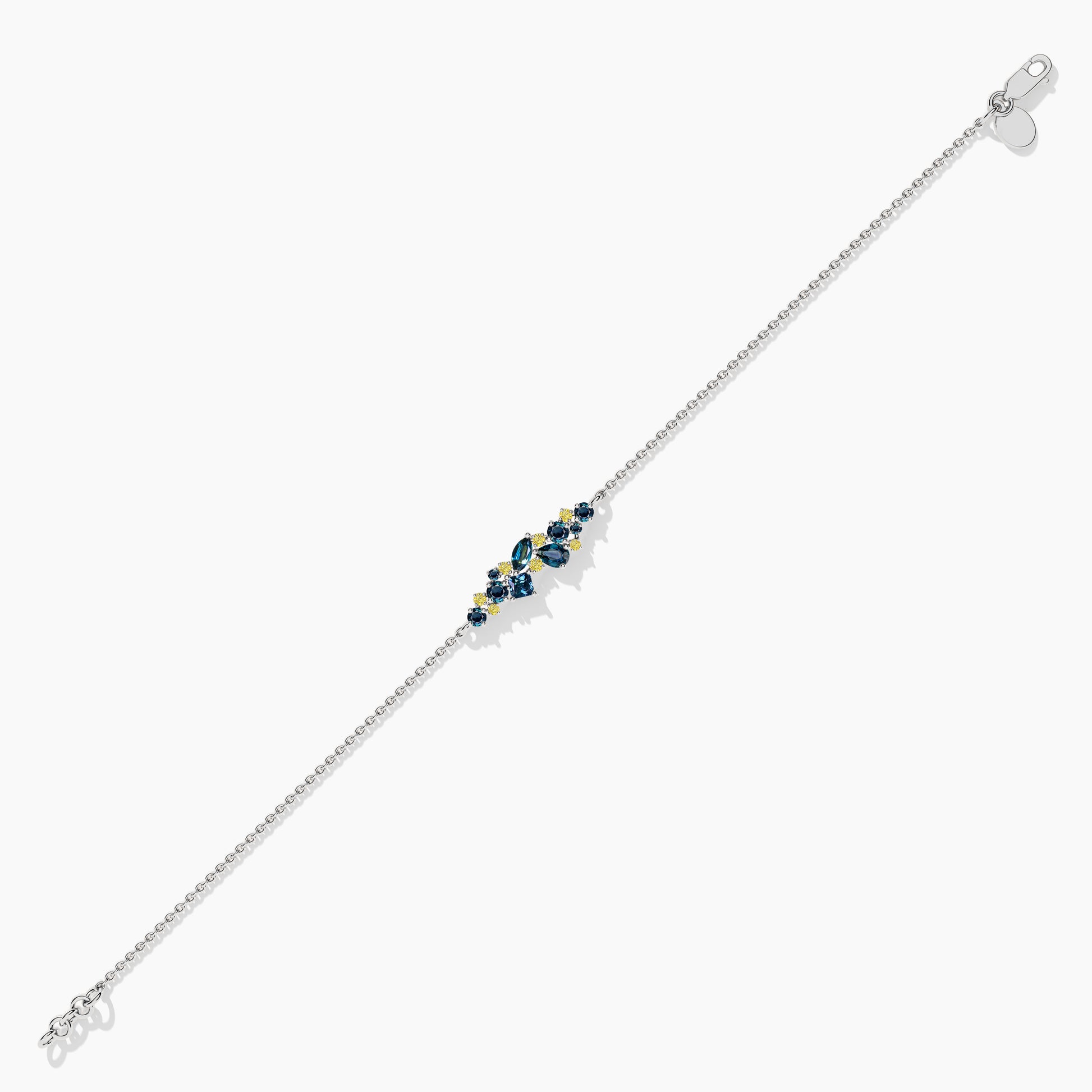 Yellow and Blue Diamond Silver Bracelet