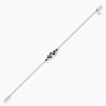 Yellow and Blue Diamond Silver Bracelet