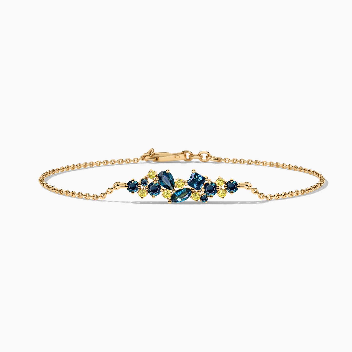 Yellow and Blue Diamond Silver Bracelet