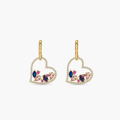 Rainbow Diamond Heart Earrings