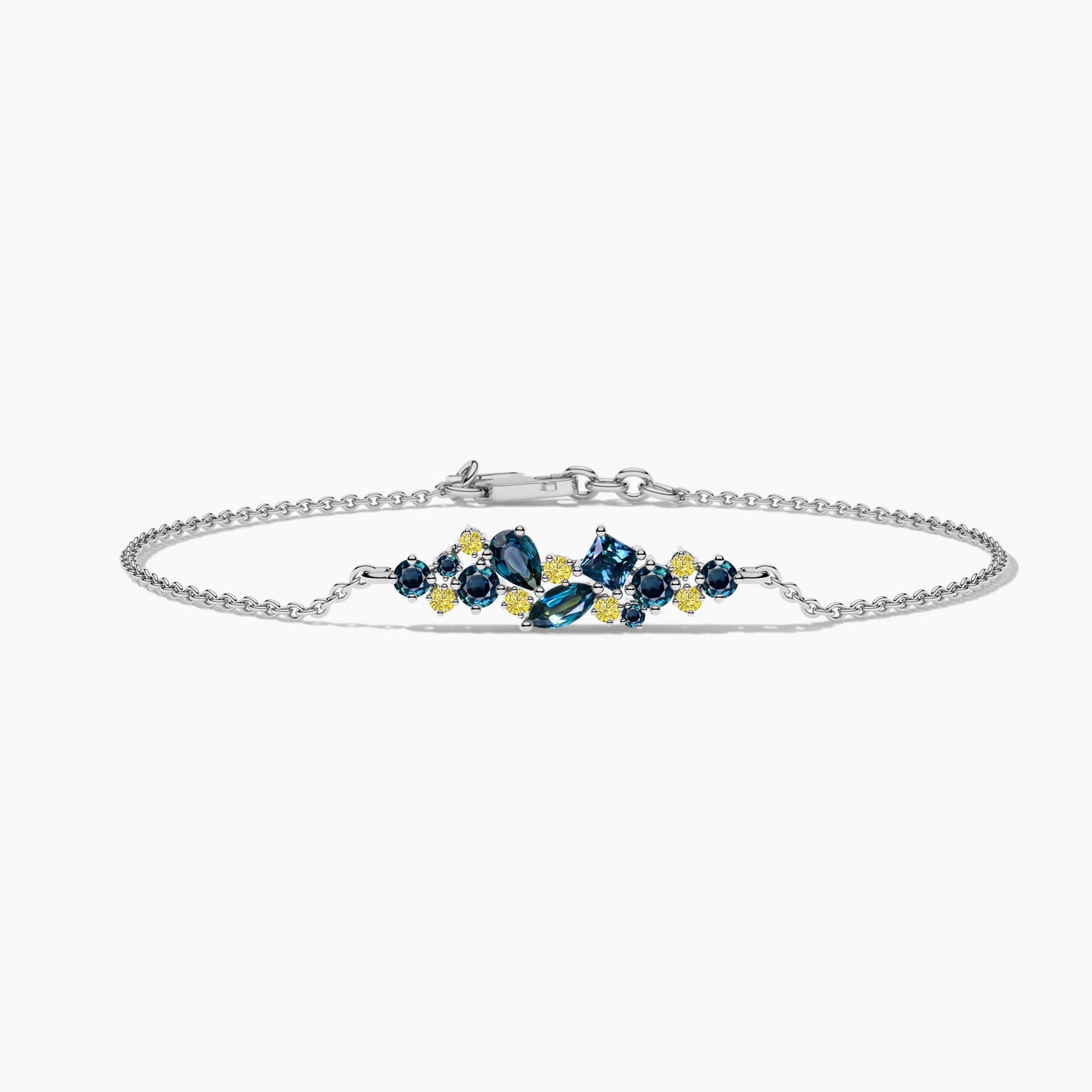 Yellow and Blue Diamond Silver Bracelet